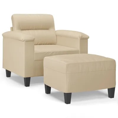Obrázek produktu pro Křeslo s podnožkou krémové 60 cm tkanina z mikrovlákna