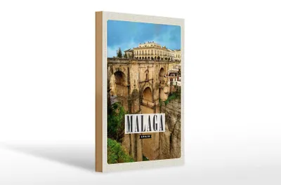 Produktbild von Holzschild Reise 20x30cm Malaga spain Hafenstadt Urlaub