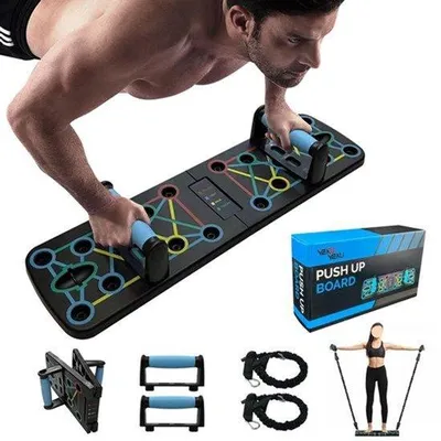Produktbild von Push-Up-Board, 24-in-1 Multifunktions-Push-Up-Bar – 63,5 x 18 x 2 cm – ABS-Kunststoff – Für den Heimgebrauch und für Reisen