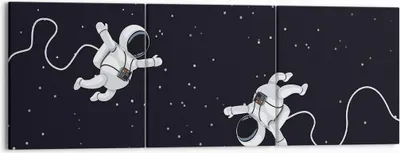 Produktbild von Bild auf Leinwand - Leinwandbild - 3 Teile - Cartoon Astronauten Kosmos - 150x50cm - Wand Bild - Wanddeko - Wandbilder - Leinwanddruck - Bilder - Wanddekoration - Leinwand bilder - CA150x50-4867