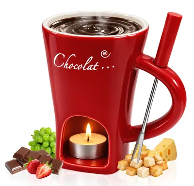 Productafbeelding van Chocoladefonduebeker - Van keramiek - Voor chocoladefondue - 130 ml - Rood