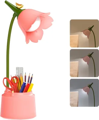 Immagine prodotto di Lampada da scrivania - Lampada da lettura per bambini - Ideale per studiare e leggere - Braccio flessibile - Altezza 39 cm - Rosa