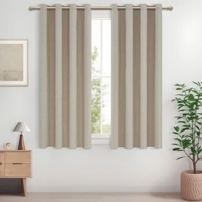Imagen del producto de Juego de 2 cortinas opacas de 145 cm con aspecto de lino