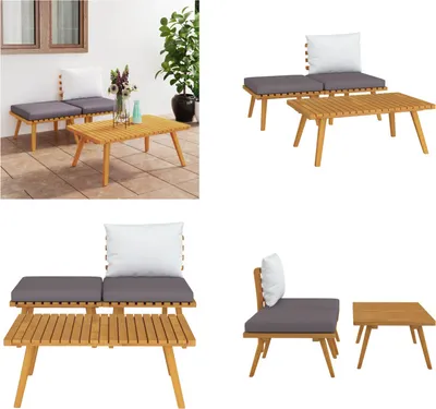 Image de vidaXL 3 pcs. Garden Lounge Set with Coussin Massif Acacia - Garden Lounge Set - Garden Lounge - Sets - Wood Lounge - Set - Wood Lounge - Sets