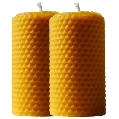 Naturra Stumpenkerzen 4er Set aus reinem Bienenwachs handgefertigte Rollkerzen Advent Wabenmuster