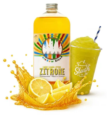 Obrázek produktu pro Sirup Rainbow Slush s příchutí citronu, 1 l, ředění 1:5, bez azobarviv, bez glycerinu, koncentrát