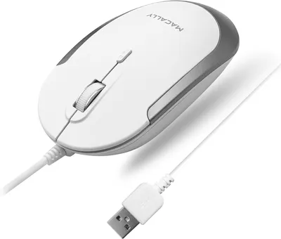 Productafbeelding van Stille, bedrade muis. Slanke en compacte USB-muis, ontworpen voor Apple Mac of Windows PC, laptop/desktop. Uitgerust met een optische sensor en een DPI-schakelaar