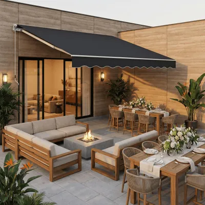 Produktbild von YZNAHRE Gelenkarmmarkise 250x200cm Markise Sonnenmarkise mit Handkurbel Manuelle Klemmmarkise Balkonmarkise Terrassenmarkise Wasserdicht Sonnenschutz, Anthrazit
