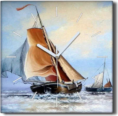 Produktbild von Coloray Hodiny Unikátní 30x30 cm  Tiché hodiny Pro obývací pokoj a kuchyň Nástěnné hodiny Plátno Černé ručičky hodin - Oceánské lodní mraky