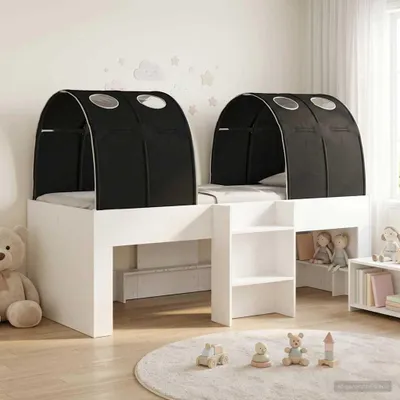 Productafbeelding van Maison Exclusive - Stapelbed voor kinderen met tunnel, 3 stuks, wit en zwart