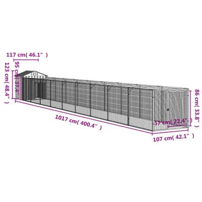 Immagine prodotto di vidaXL Cuccia per cani con tetto antracite 117x1017x123 cm Acciaio zincato
