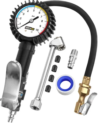 Obrázok produktu pre Manometer na meranie tlaku 0-10 bar pre kompresor – vhodné pre automobily, motocykle, bicykle, karavany