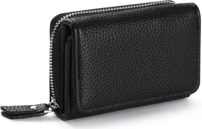 Produktbild von Damen Geldbörse Klein aus Kunstleder Portemonnaie mit Kartenfächern Münzfach Reißverschluss Druckknopf Kompakt Leicht Elegant