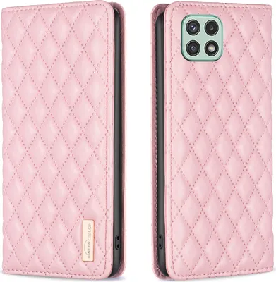 Produktbild von Galaxy A22 5G Hülle, Elegant Bookstyle Flip Leder Kartenfächer Schutzhülle mit Ständer für Samsung Galaxy A22 5G Pink
