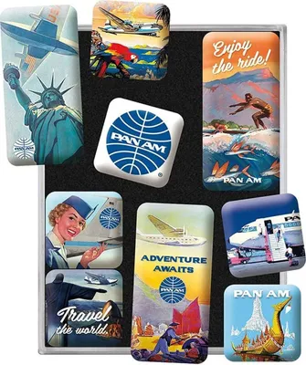 Produktbild von Nostalgic-Art - 9tlg. Magnetset - Pan Am - Travel The World Posters