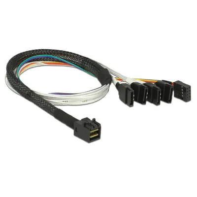 Produktbild von DeLOCK 0.5m, SFF-8643/4 x SATA 7p, 0,5 m, SFF-8643, 4 x SATA 7p, Mehrfarbig