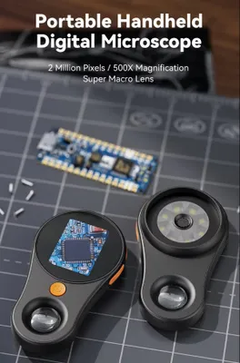 Produktbild von Portables Mini 500X Digitalmikroskop mit 1080P Video und 8 LEDs – Ideal für Elektronikreparaturen (Windows/Mac) mit eingebautgem Display