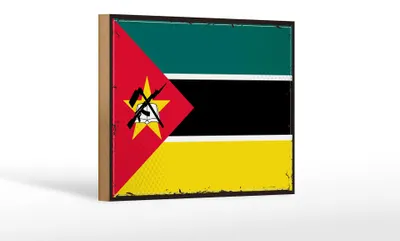 Produktbild von Holzschild Flagge Mosambiks 18x12 cm Retro Flag Mozambique Dekoration