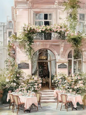 Image de STYLER, tableau sur toile, 60x80 cm, motif floral "Café de Fleurg", décoration murale, tableau mural, art moderne, idéal pour le salon, la chambre ou le bureau
