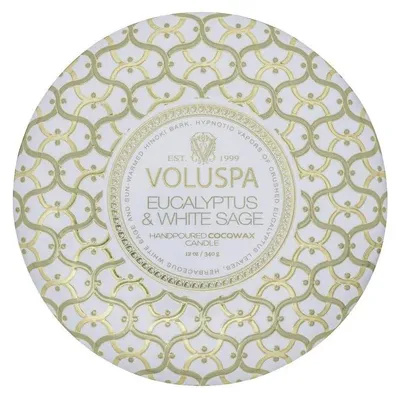 Productafbeelding van Voluspa Maison Blanc Eucalyptus & White Sage, geurkaars in blik, 340g