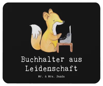 Produktbild von Mr. & Mrs. Panda Mauspad Buchhalter Leidenschaft - Schwarz - Geschenk, laptop mousepad, pc, Spruch, Lustig, Mouse Pad, Bürojob, Beruf