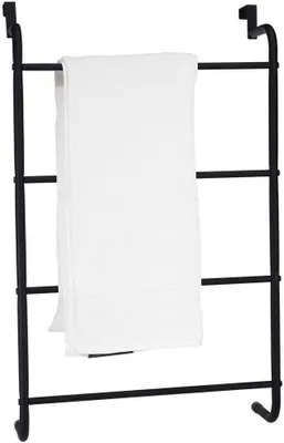Immagine prodotto di Soluzioni per il bagno Portasciugamani Porta appesa Porta asciugamani Scala per asciugamani Porta appesa per porta del bagno in metallo nero