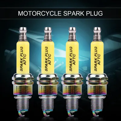 Zdjęcie produktu dla Zestaw 4 sztuk świec zapłonowych do motocykli, skuterów, quadów i motocykli terenowych A7TC