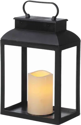Produktbild von Deko Kunststoff Laterne mit LED Kerze - 29 cm Timer Batterie Betrieb