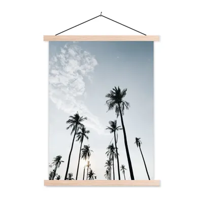 Produktbild von MuchoWow® Textilposter Palmen - Sommer - Tropisch 60x80 cm mit holzfarbenen Rahmen - Wandbild