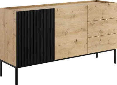 Produktbild von MIRJAN24 Kommode Como 150 2D3SZ, Stilvoll Wohnzimmer Sideboard mit 3 Schubladen und 2 Türen, Wohnzimmer Highboard, Kollektion (Farbe: Artisan Eiche / Artisan Eiche + Schwarz)