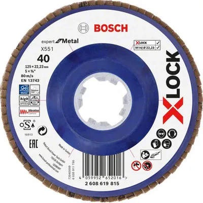 Zdjęcie produktu dla Bosch Accessories 2608619815 X551 Flap disc Diameter 125 mm Bore diameter 22.23 mm 1 pc(s)