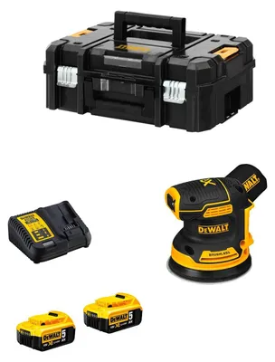 Imagen del producto de Lijadora Rotorbital DeWALT  DCW210P2 (2 x 5,0 Ah + DCB115 + TSTAK II)