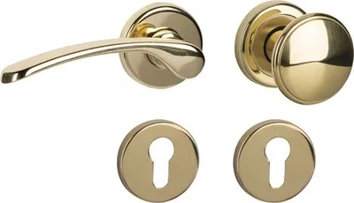 Produktbild von Rosettengarnitur für Wohnungseingangstüren mit Profilzylinderlochung DIN links, Knopf/Drücker, Cliprosette Ø50mm