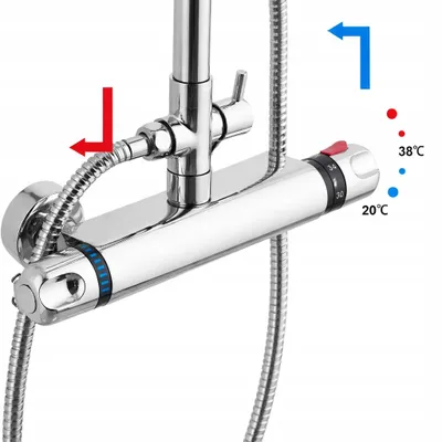 Zdjęcie produktu dla Bateria Prysznicowa Z Termostatem 38°C Chrom Z Funkcją Bezpieczeństwa