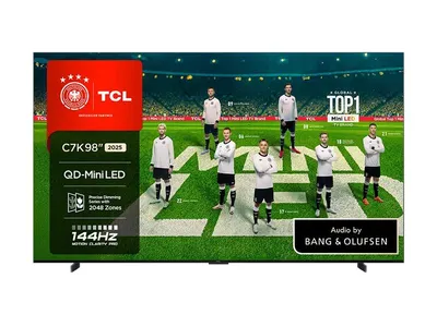 Produktbild von TCL 98C7K, 2,49 m (98"), 3840 x 2160 Pixel, QD-Mini LED, Smart-TV, WLAN, Metallisch