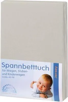 A product image of a baby fitted sheet with a baby pictured on the packaging.