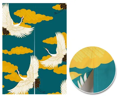 Noren-Vorhang doppelseitig mit Kranichdruck 85x120 cm