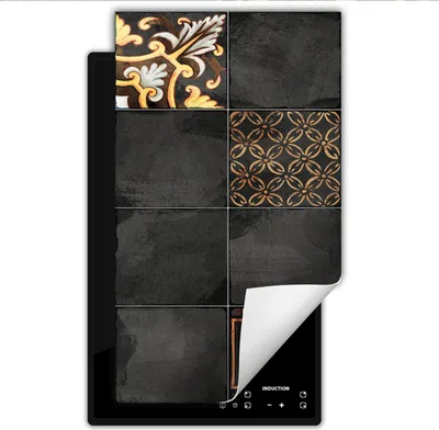 Produktbild von DarHaus Herdabdeckplatte 1 teilig 30x52 cm Anti Rutsch Matte Aufrollbar, grau - Mosaik