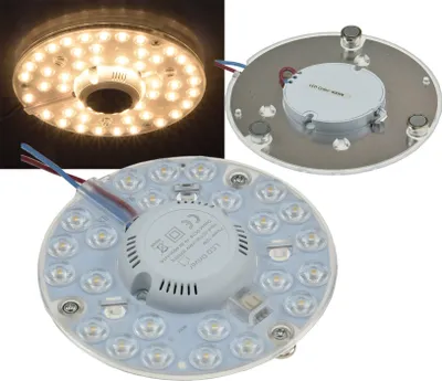 Immagine prodotto di Modulo di conversione LED UM12ww di ChiliTec per luci Ø125mm, 12W, 1080lm, 3000K, supporto magnetico