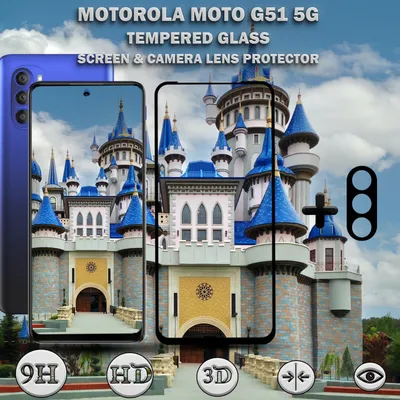 Obrázek produktu pro 1-balení Motorola Moto G51 (5G) Ochranné sklo na displej & 1-balení ochrana objektivu - Tvrzené sklo 9H - Super kvalita 3D