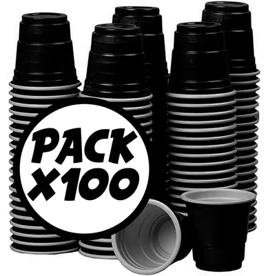 100er-Pack 4cl Shotgläser Schwarz – Wiederverwendbare Plastikbecher