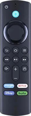 A black remote control for a smart TV device.