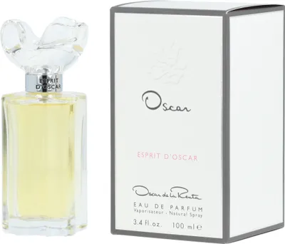 A perfume bottle and its packaging are displayed side-by-side against a white background.