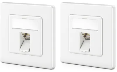 Produktbild von deleyCON 2x CAT7 Netzwerkdose 1 Port - 10 Gigabit - Unterputzdose Ethernet LAN Dose Anschlussdose Datendose Geschirmt + 2x CAT 7 Keystone RJ45 DSL Netzwerk Patchkabel Verlegekabel - Weiß