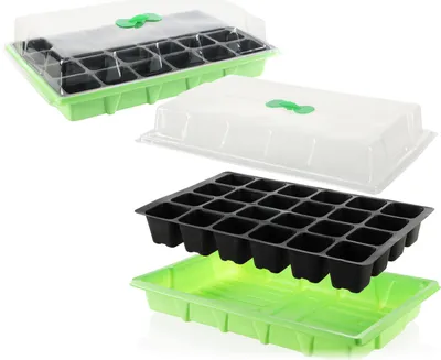 Produktbild von com-four® 2x Anzucht-Set für die Anzucht von kleinen Pflanzen - Für Blumen, Obst und auch Gemüse