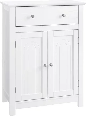 Productafbeelding van Lincoln badkamerkast - badkamermeubel met lade en verstelbare plank - keukenkast of halkast of opbergkast - wit - 60 x 80 x 30 cm