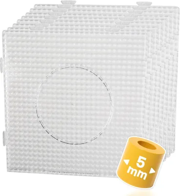 Productafbeelding van 8 strijkkralenplaten, 5 mm steekplaten, vierkant en transparant, in te steken met stiftplaten, 14,5 x 14,5 cm