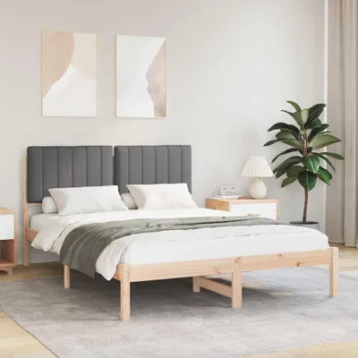Image de Maison Exclusive - Cadre de lit avec tête de lit rembourrée Gris foncé 140 x 190 cm