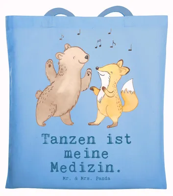 Produktbild von Mr. & Mrs. Panda Tote Bag Hase Tanzen - Sky Blue - Geschenk, Tanzkurs, Baumwolltasche, Tanzschule, Tasche, Jutebeutel, Einkaufstasche, Laptoptasche, gehen