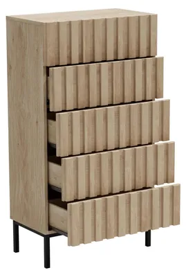Obrázek produktu pro Komoda s 5 zásuvkami, rozměry 60 x 34 x 110 cm, materiál: přírodní dřevovláknitá deska